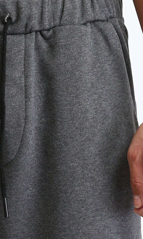 R207209 - Slip On Comfy Pants with Hem - Heather Dark Grey