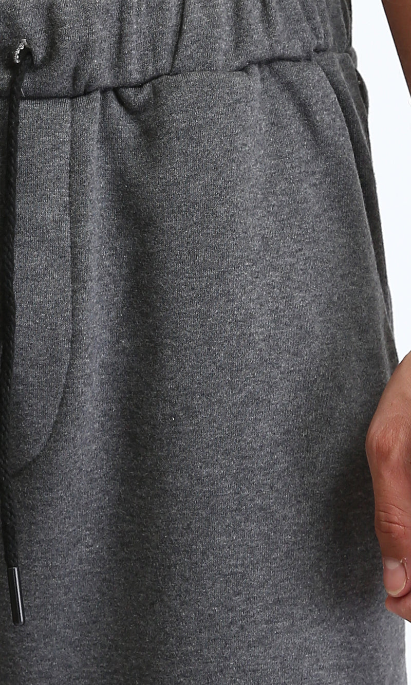 R207209 - Slip On Comfy Pants with Hem - Heather Dark Grey