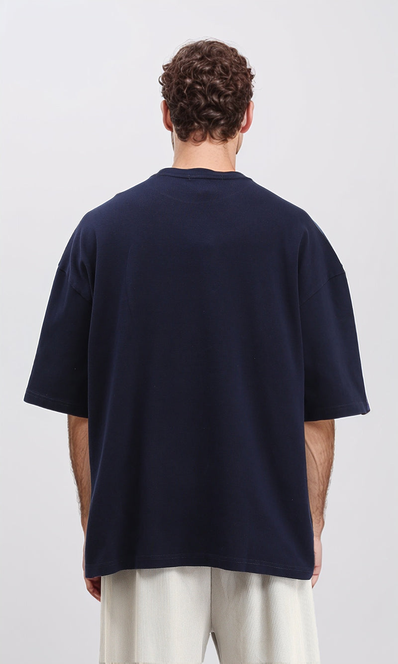 R207218 - Slip On Printed Relaxed Tee - Navy Blue