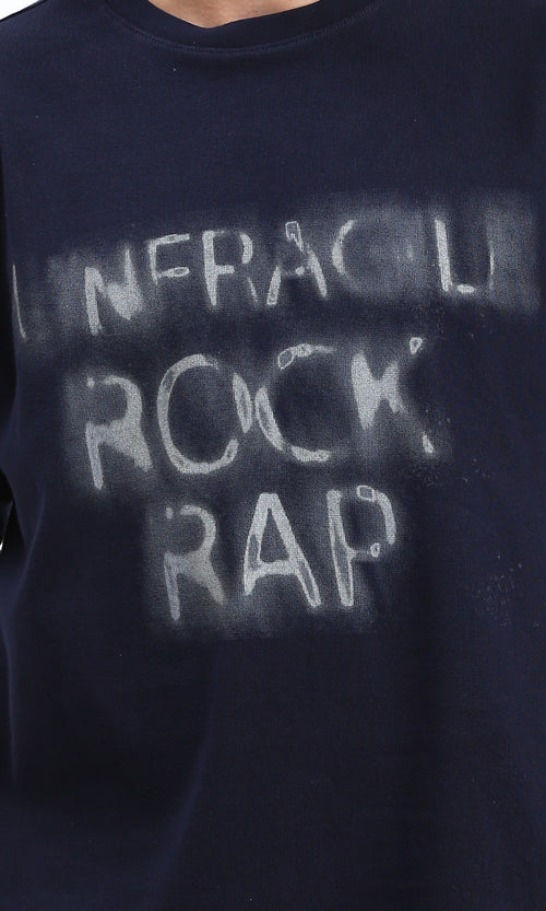 R207218 - Slip On Printed Relaxed Tee - Navy Blue