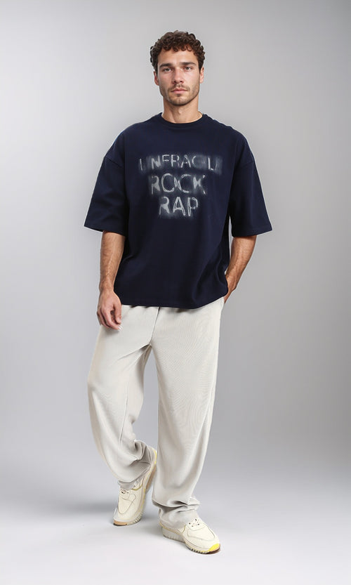 R207218 - Slip On Printed Relaxed Tee - Navy Blue