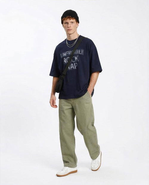 Ravin | Street Style Heavyweight Oversized Graphic T-Shirt - Navy - Navy Blue - R207218