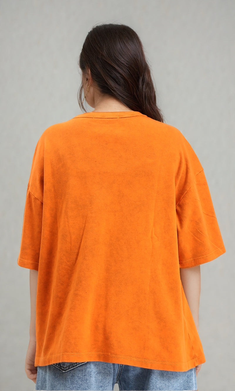 R207220 - Crew Neck Solid Slip On Tee - Orange