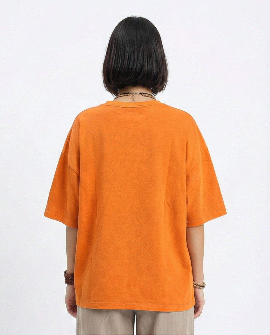 R207220 - Crew Neck Solid Slip On Tee - Orange