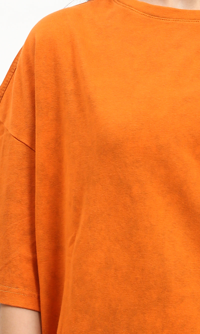 R207220 - Crew Neck Solid Slip On Tee - Orange