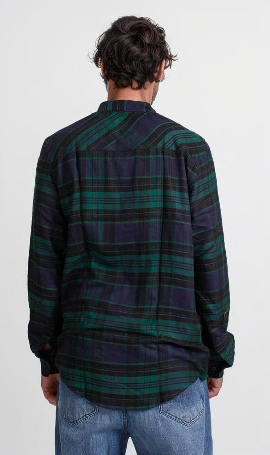 R207222 - Rayon Checked Shirt - Green & Navy