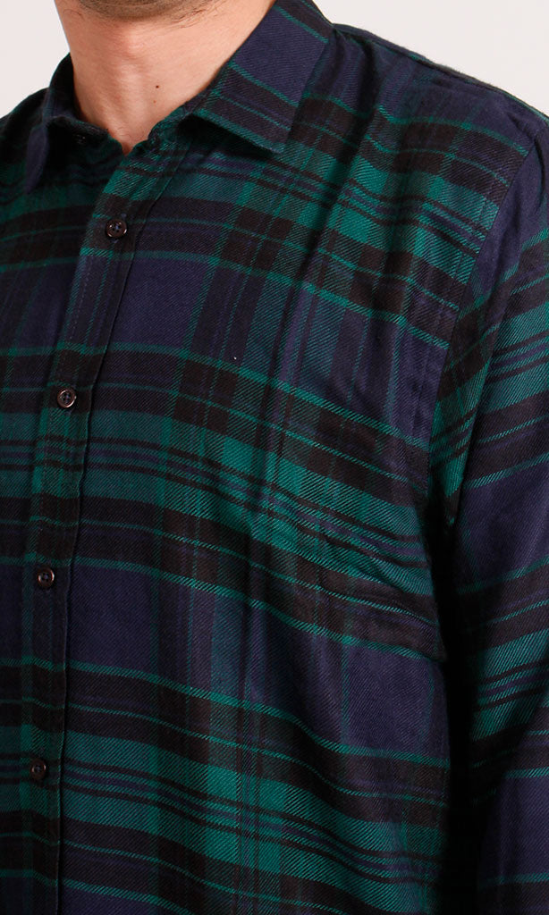 R207222 - Rayon Checked Shirt - Green & Navy