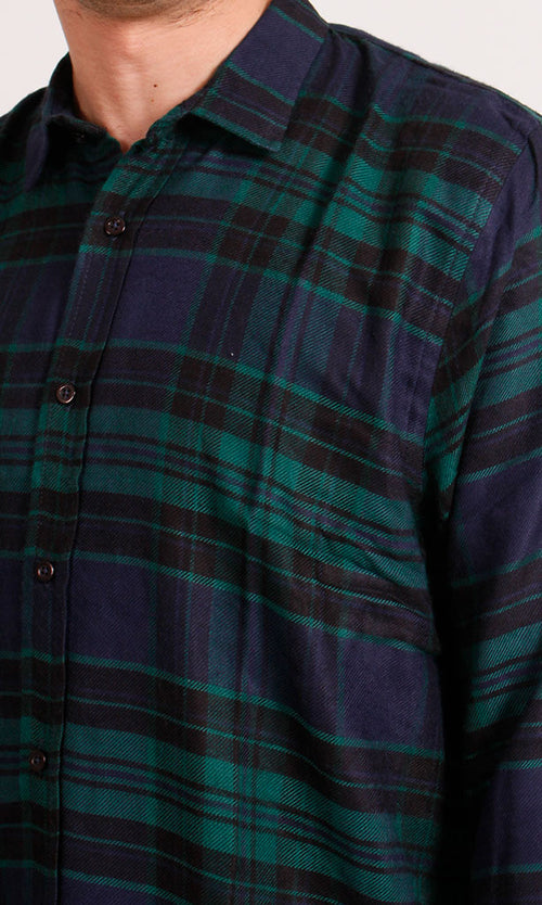 R207222 - Rayon Checked Shirt - Green & Navy