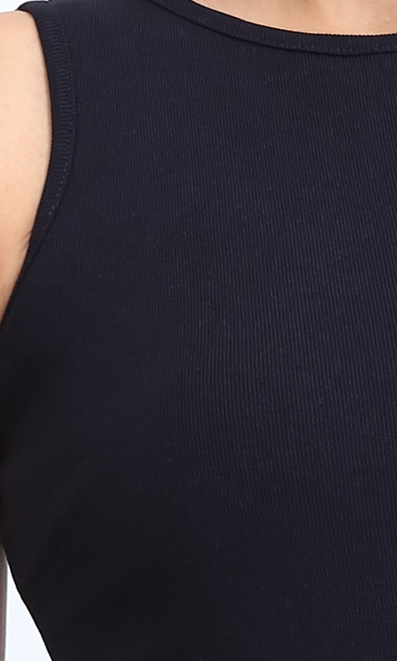 R207224 - Cotton Sleeveless Bodycon Short Dress - Navy Blue