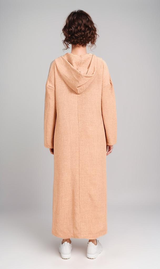 R207230-R207230 - Hooded Longline Tunic - Apricot