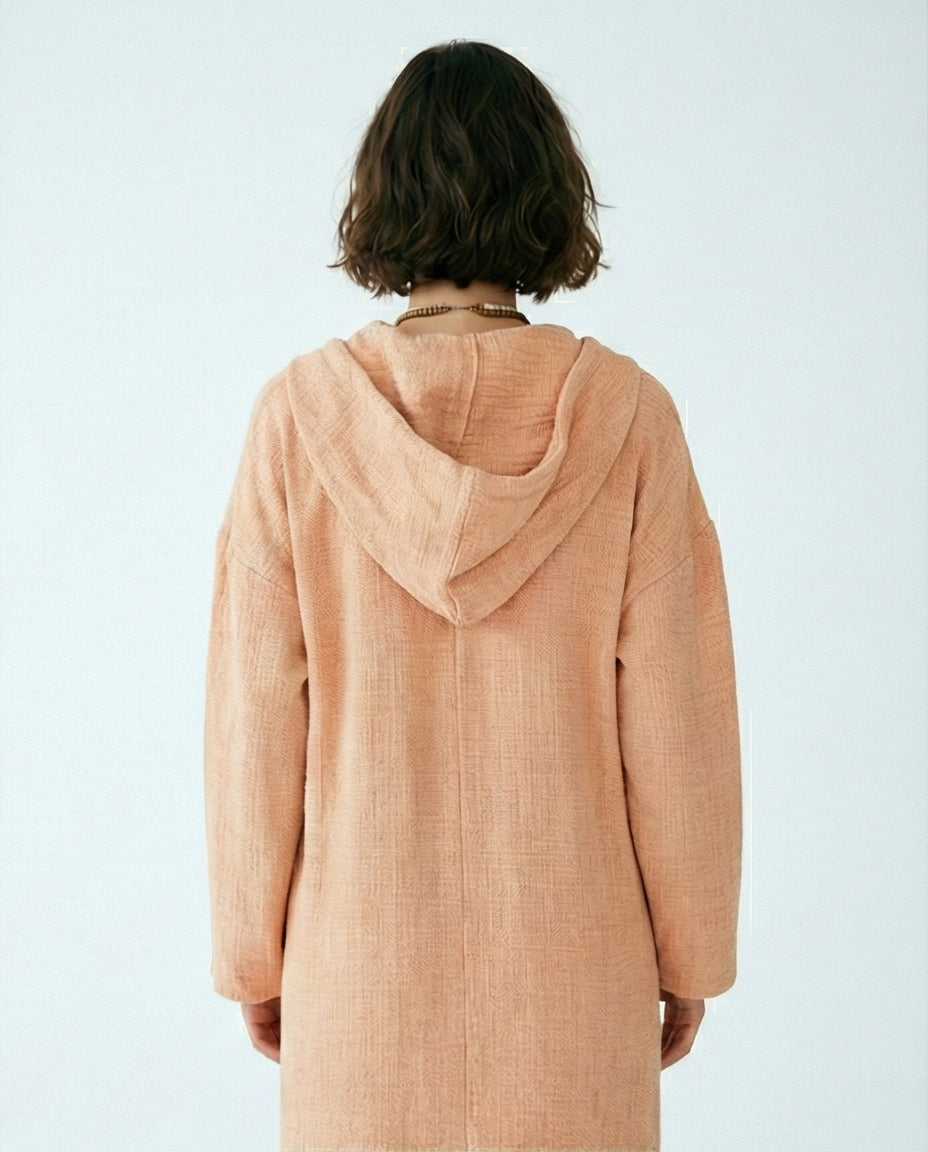 R207230-R207230 - Hooded Longline Tunic - Apricot