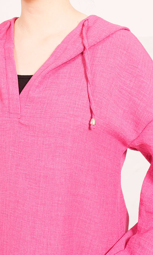 R207234-R207234 - Belted Linen Shirt - Blue