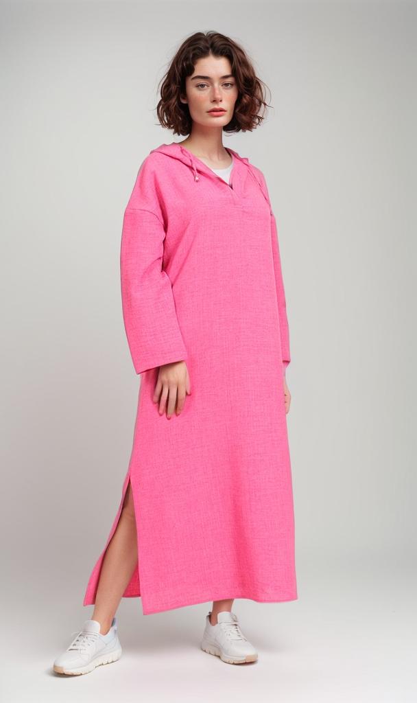 R207234-R207234 - Belted Linen Shirt - Blue