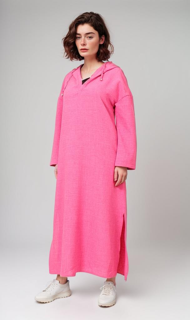 R207234-R207234 - Belted Linen Shirt - Blue