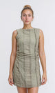 R207240 - Textured Sleeveless Feminine Dress - Olive
