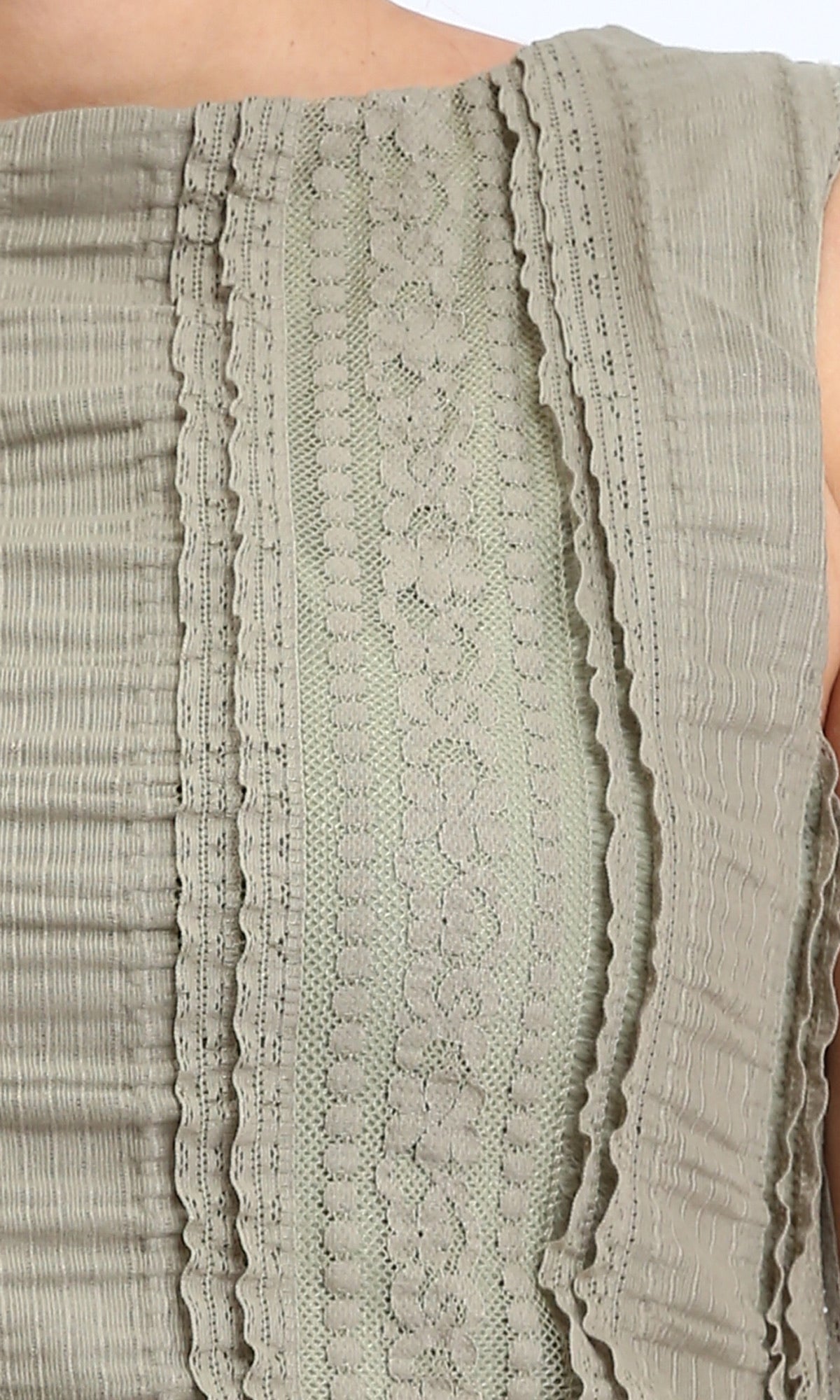 Ravin | Textured Lace-Panel Sleeveless Mini Dress – Olive - R207240
