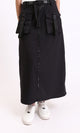 R207243 - Zipped Skirt with Front Pockets - Black