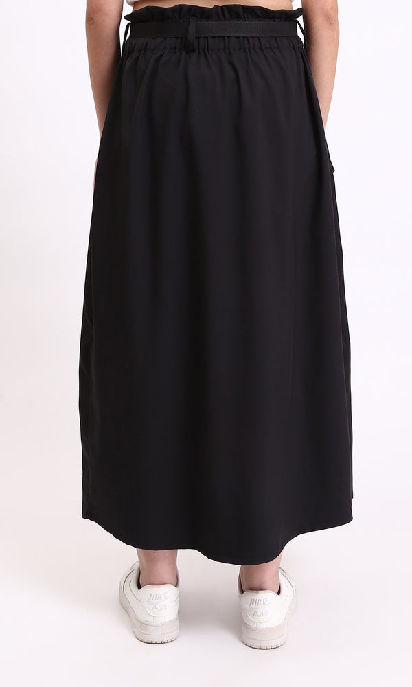 R207243 - Zipped Skirt with Front Pockets - Black