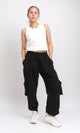 R207246 - Slip On Cotton Cargo Pants - Black