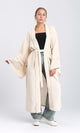 R207251 - Wide Long Sleeves Textured Cardigan - Beige