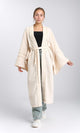 R207251 - Wide Long Sleeves Textured Cardigan - Beige