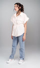 R207252 - Linen Look Belted Short-Sleeve Shirt - White