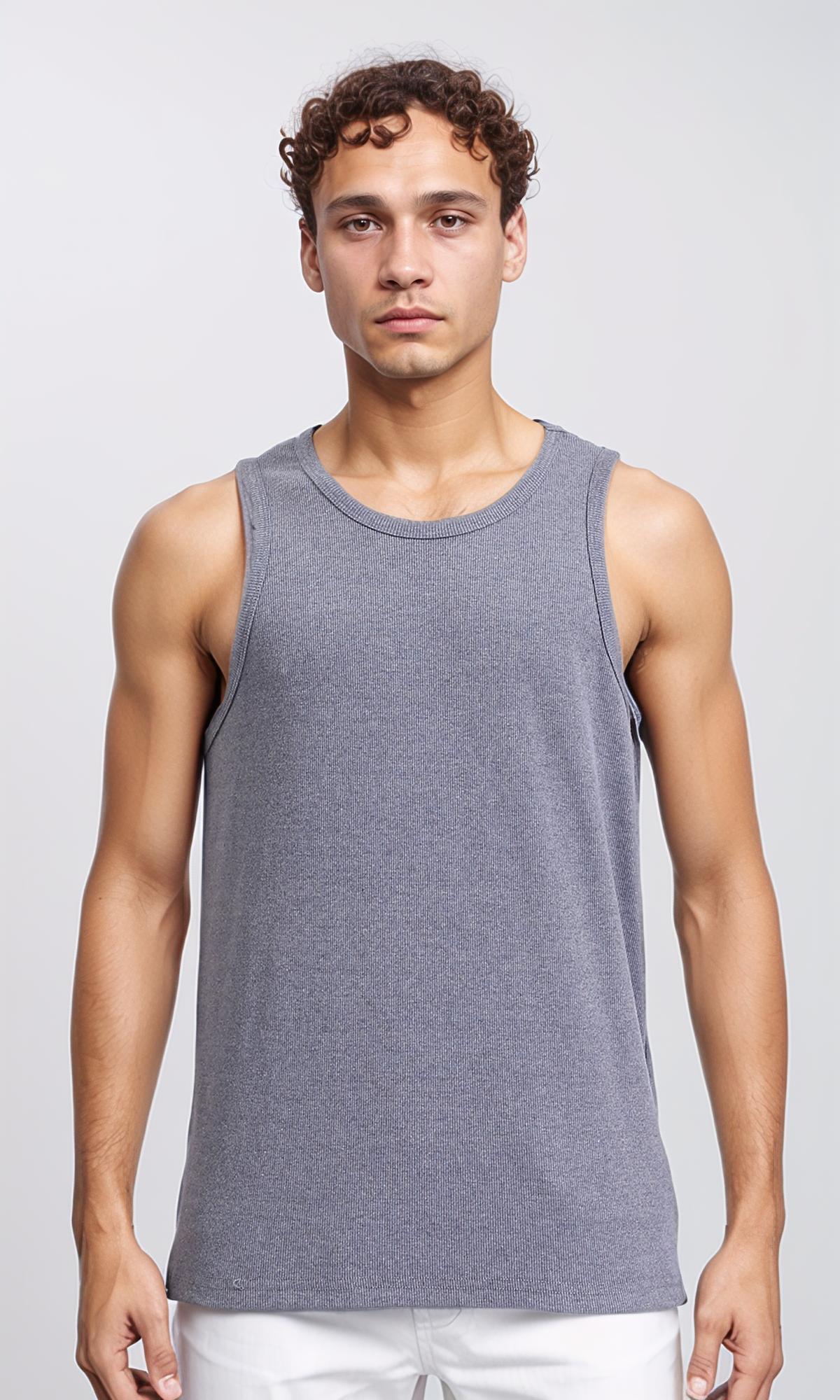 Sleeveless Slip On Comfy Tank Top - Medium Grey