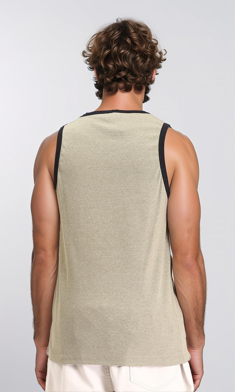 R207261 - Sleeveless Slip On Cotton Tank Top - Olive