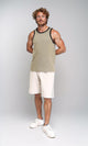 R207261 - Sleeveless Slip On Cotton Tank Top - Olive