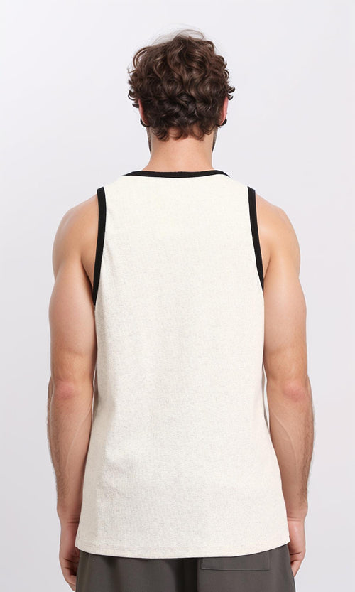 R207262 - Slip On Sleeveless Ribbed Tank Top - Cream