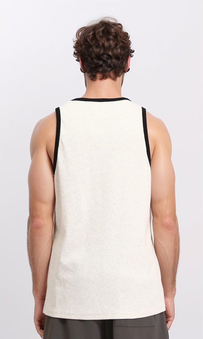 R207262 - Slip On Sleeveless Ribbed Tank Top - Cream