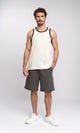 R207262 - Slip On Sleeveless Ribbed Tank Top - Cream
