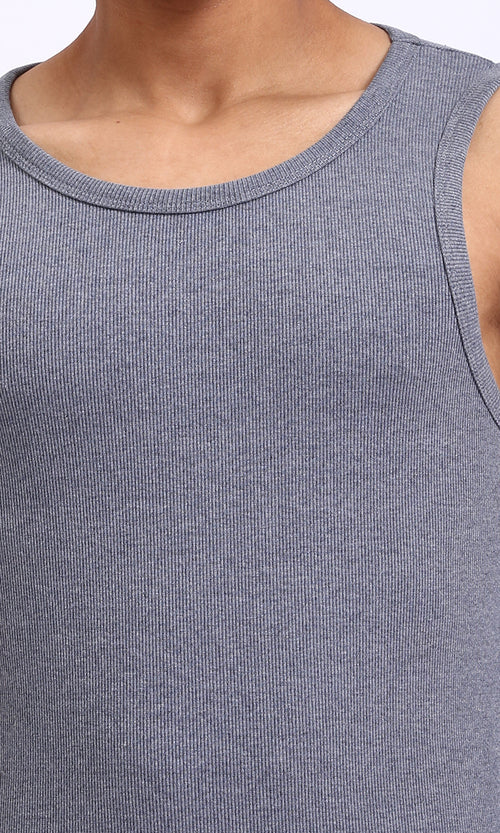 R207263 - Sleeveless Slip On Comfy Tank Top - Grey