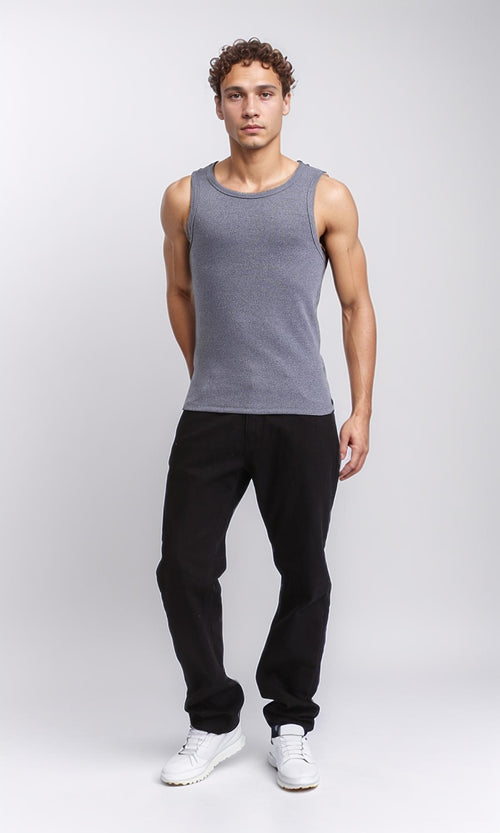 R207263 - Sleeveless Slip On Comfy Tank Top - Grey