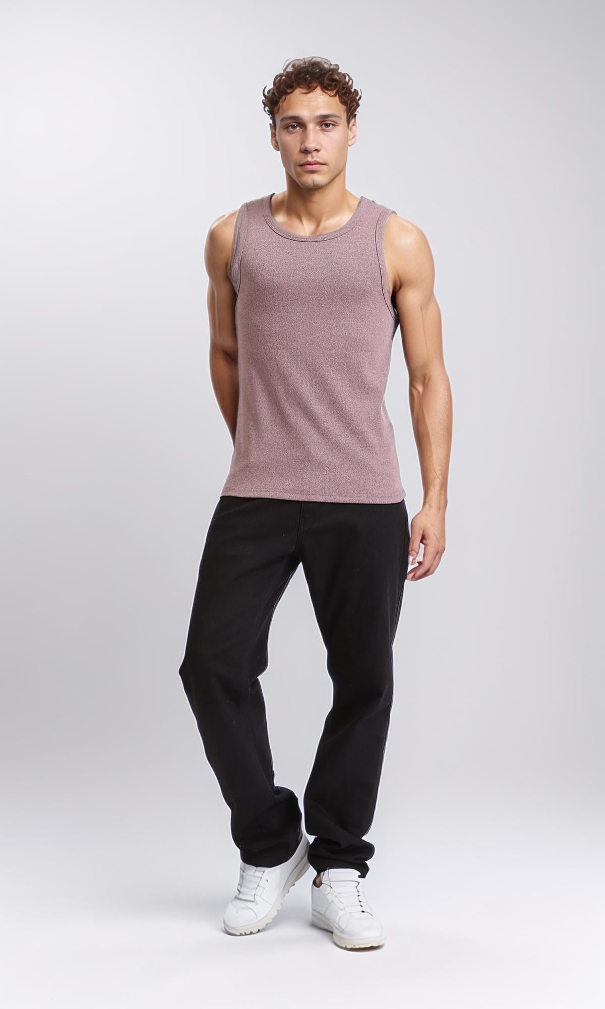R207264 - Sleeveless Slip On Comfy Tank Top - Brown