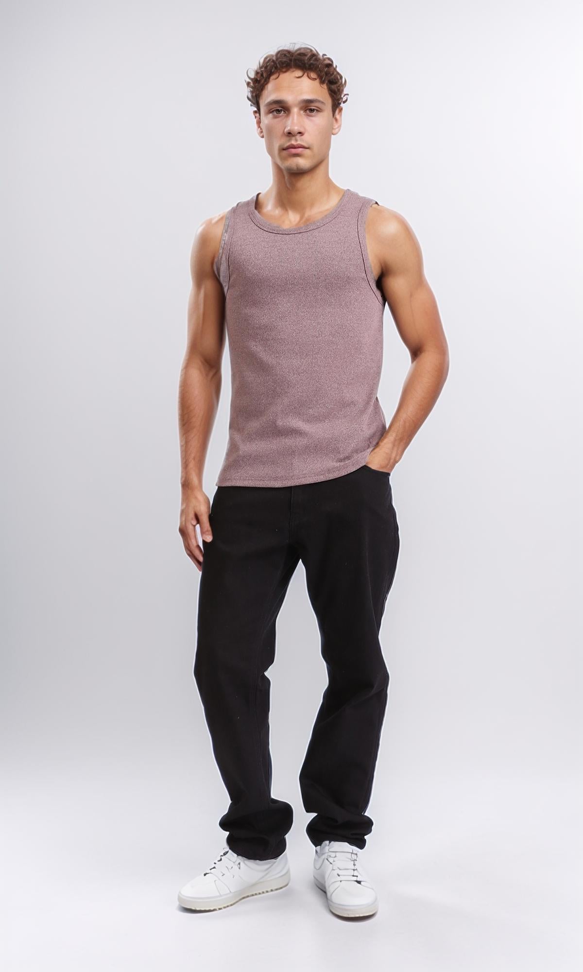 R207264 - Sleeveless Slip On Comfy Tank Top - Brown