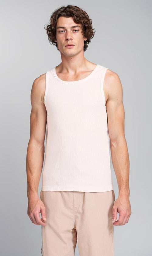 Ribbed Sleeveless Tank Top - White