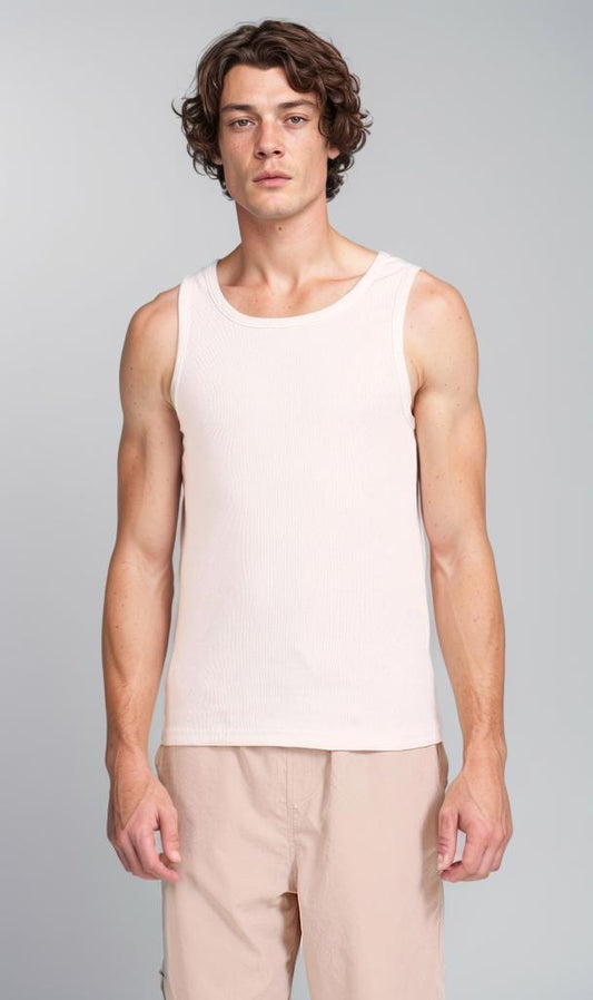 R207265 - Ribbed Sleeveless Tank Top - White