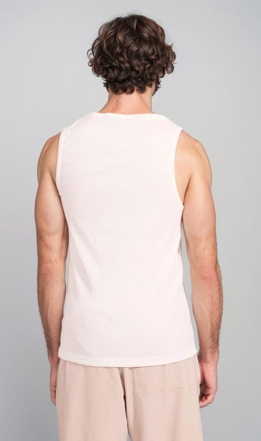 R207265 - Ribbed Sleeveless Tank Top - White