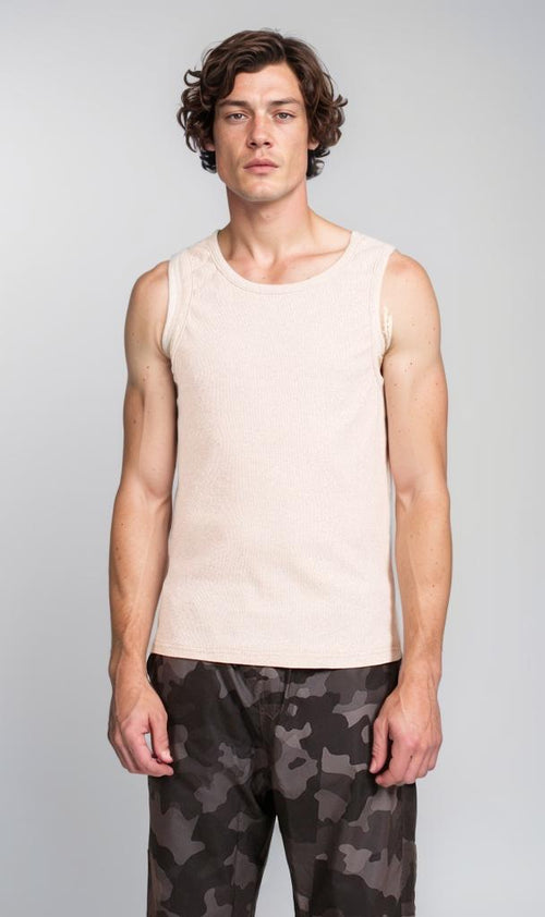 Sleeveless Ribbed Tank Top - Off White