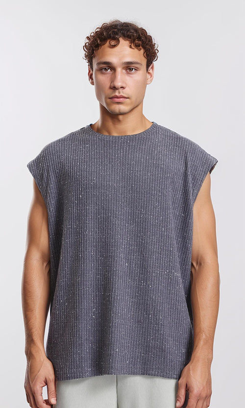 R207267 - Cap Sleeves Loose Fit Tee - Heather Dark Grey