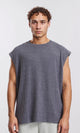 R207267 - Cap Sleeves Loose Fit Tee - Heather Dark Grey
