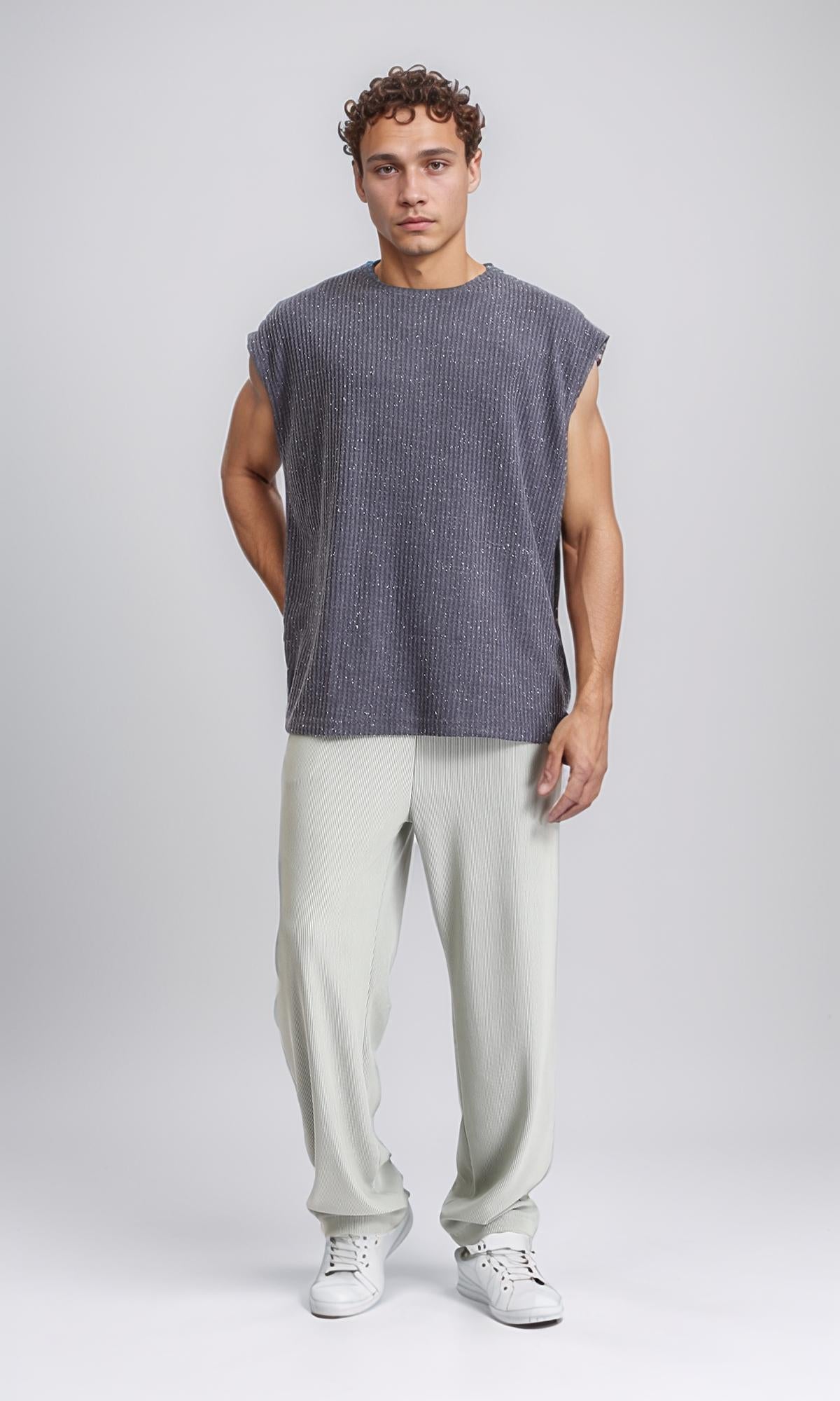 R207267 - Cap Sleeves Loose Fit Tee - Heather Dark Grey