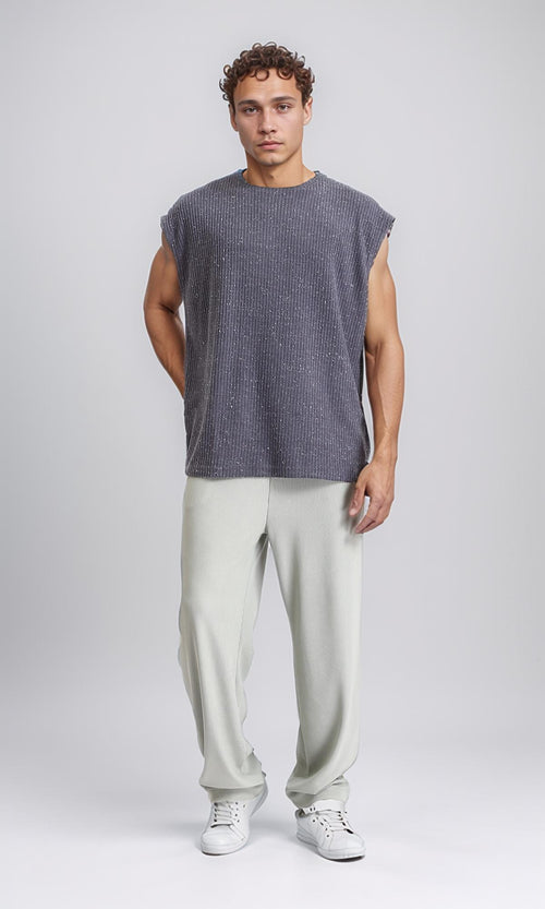 R207267 - Cap Sleeves Loose Fit Tee - Heather Dark Grey