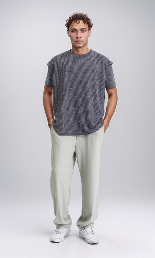 R207267 - Cap Sleeves Loose Fit Tee - Heather Dark Grey