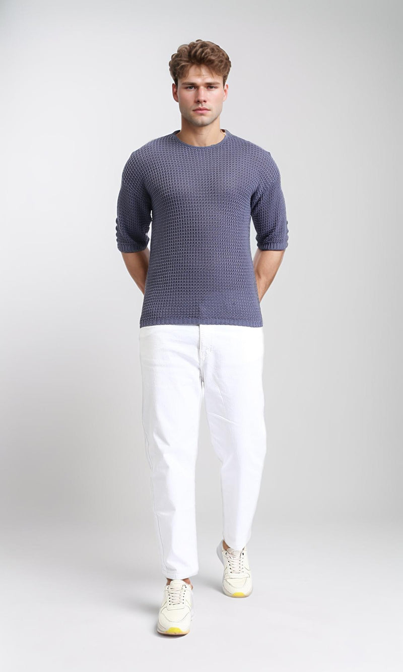 R207276 - Self Knit Slip On Casual Tee - Greyish Blue