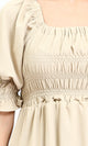 R207278 - Square Neck Slip On Summer Dress - Beige