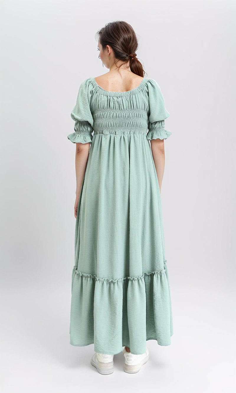 R207280 - Square Neck Slip On Summer Dress - Mint