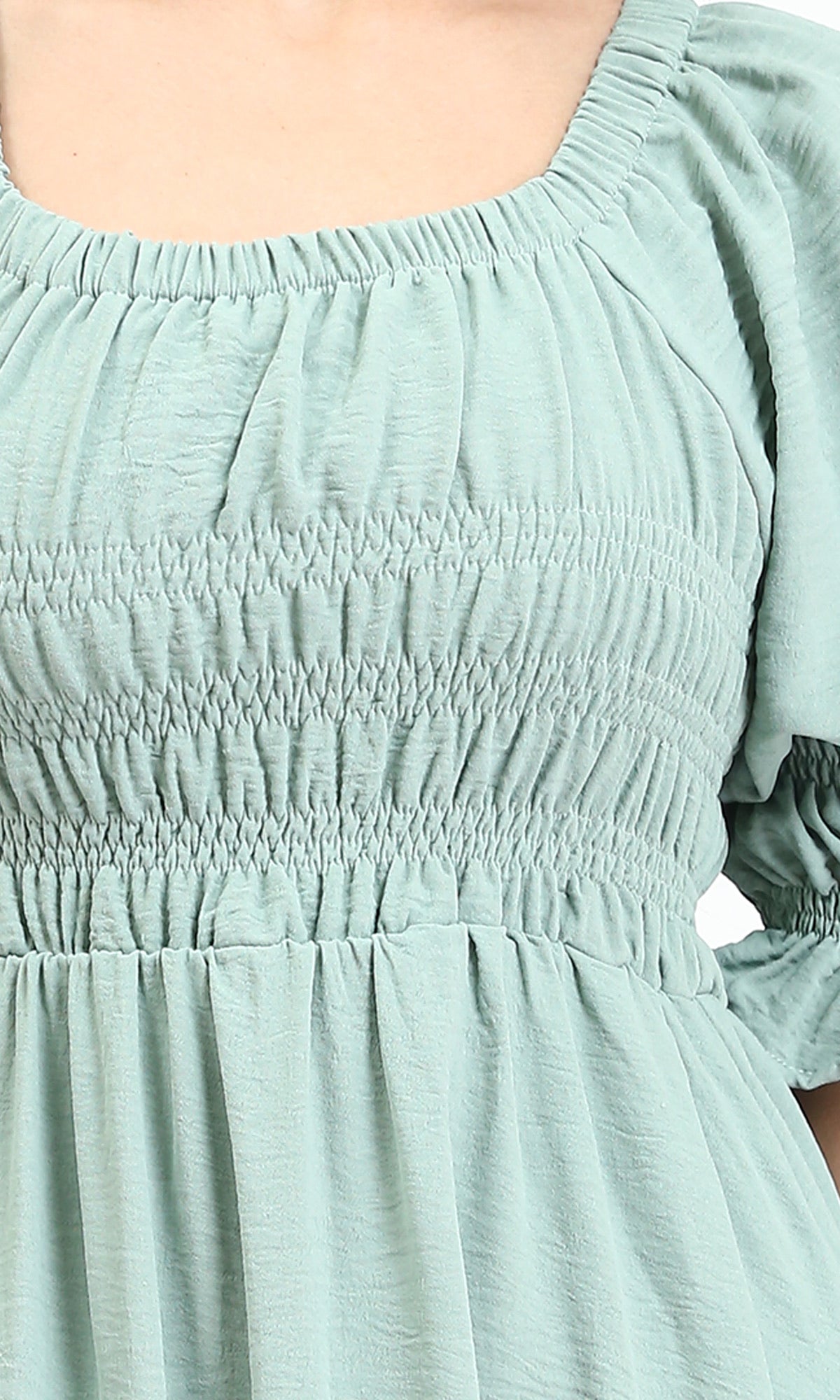 R207280 - Square Neck Slip On Summer Dress - Mint