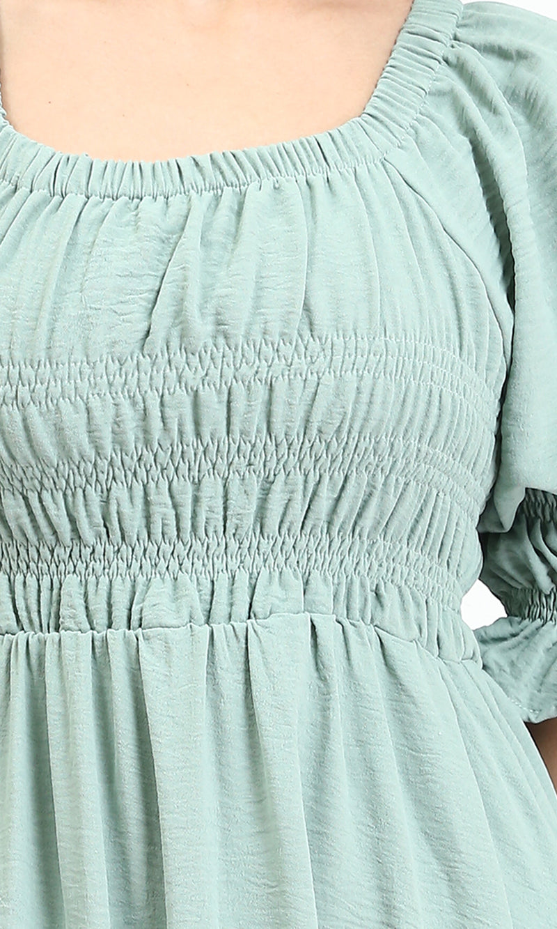 R207280 - Square Neck Slip On Summer Dress - Mint